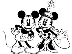 Laser Engraved Mickey and Minnie Mouse Cartoon Silhouette Template