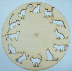 12 Cats Clock Animal Clock DesignLaser Cut CDR File