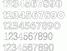 12345 Number Fonts Free DXF Vectors File