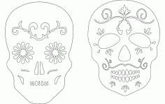 2 Sugar Skulls DXF File