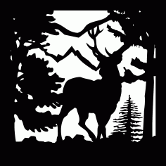24 X 24 Buck Trees Mountain Plasma Art CNC Laser Cut Free DXF File
