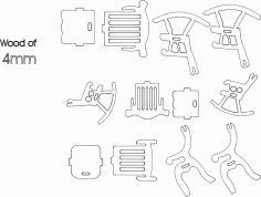 3 Chairs Free Dxf File For CNC DXF Vectors File