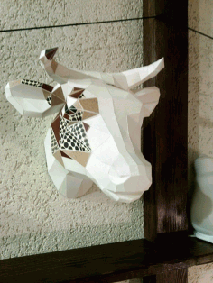 3D Cow Head Paper Craft Free PDF File