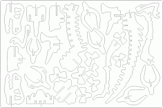 3D Dino Laser Cut DXF File