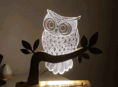 3D Illusion Owl Night Light Acrylic Lamp DXF File