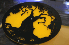 Acrylic Tree Design Wall Clock Laser Cut CDR File