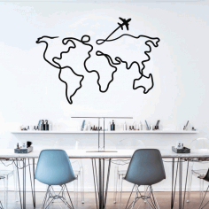 Airplane Map Wall Decorations for Living Room CDR Vectors File