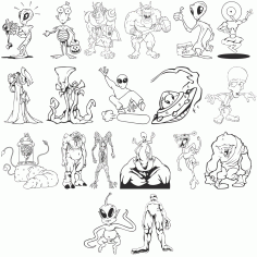 Alien Pack Line Art CDR Vectors File