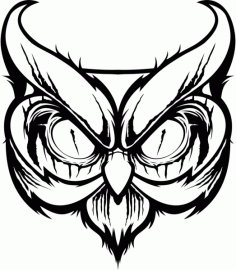 Angry Big Owl Silhouette Laser Cut CDR File