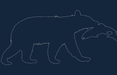 Animal Bear Catching Fish DXF File