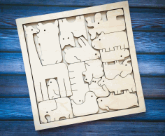 Animals Puzzle For Kids Laser Cut CDR File