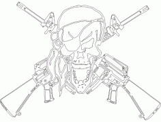 AR Gun Skull Template DXF File