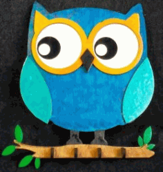 Baby Owl Blue Key Holder DXF File