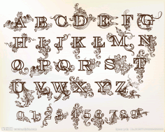 Baroque Floral Letters Free CDR Vectors File