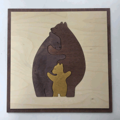 Bear Family Wall Art Laser Cut Free CDR File