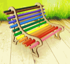 Bench shape Pencil Holder Laser Cut Free CDR File