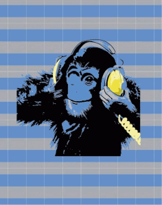 Blue Musical Monkey Sillhoutte CDR File