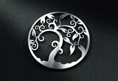 Blue Tree Mod Decorative Design DXF Vectors File