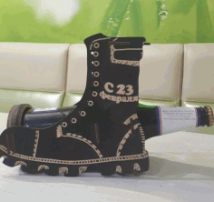 Boot Wine Bottle Holder Decorative Display Stand Laser Cut CDR File