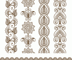Border Elements In Indian Mehndi Style Free CDR Vectors File