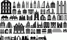 Building Silhouette Vector Free CDR Vectors File