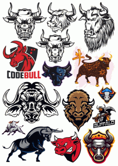 Bull Face Tattoo Design Free Silhouette Vector CDR File