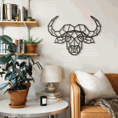 Bull Head Living Room Wall Decor Idea DXF File