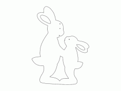 Bunny Family Animal Line Art Drawing Vector DXF File