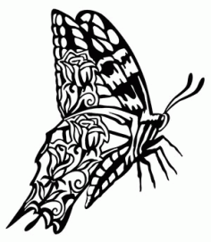 Butterfly Silhouette Design Free Vector DXF File