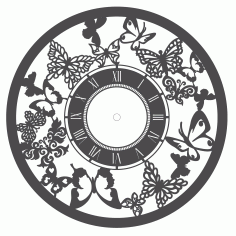 Butterfly Wall Clock Home Decor Laser Cut CDR File