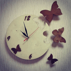 Butterfly Wall Clock Laser Cut CDR File