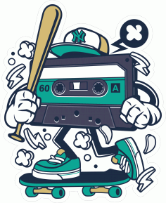 Cassette Skate Sticker CDR File