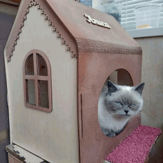 Cat House CNC Laser Cutting Free CDR File