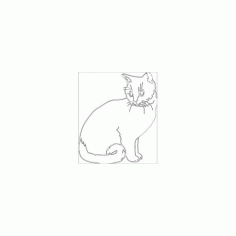 Cat Sketch Line Art DXF File