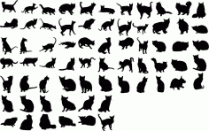 Cats Collection Vector Silhouette Free CDR Vectors File