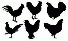 Chickens Free Dxf For Cnc DXF Vectors File