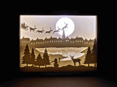 Christmas Shadow Box Night Light Paper Cut Laser Cut CDR File