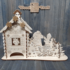 Christmas Tea House Christmas New Year Gift 4mm Laser Cut CDR File