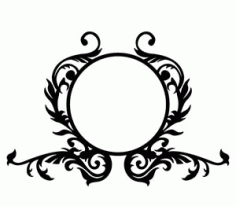 Circular Floral Mirror Frame Design Free Vector DXF File