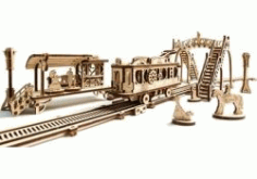CNC Laser Cut Beautiful Train Model CDR File
