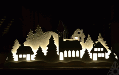 CNC Laser Cut Christmas New Year Night Lamp Shadow Box Free CDR File