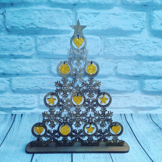 CNC Laser Cut Christmas Tree Herringbone Pattern Free CDR File