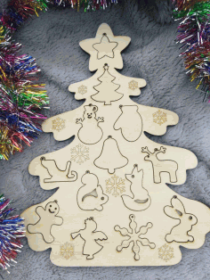 CNC Laser Cut Christmas Tree Puzzle Free CDR File