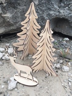 CNC Laser Cut Christmas Tree Reindeer Vector CDR File