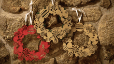 CNC Laser Cut Christmas Wreath Template Vector CDR File