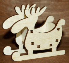 CNC Laser Cut Moose Sleigh Christmas Ornament Free CDR File