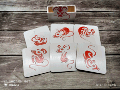 CNC Laser Cut Mouse Coasters with Holder Template CDR File