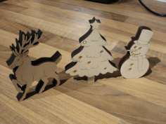 CNC Laser Cut Snowman Christmas Ornaments Free CDR File
