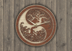 CNC Laser Cut Wall Clock Tree Free CDR File