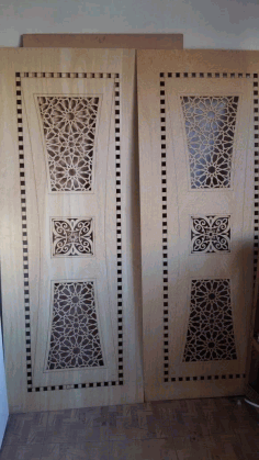 CNC Laser Cut Wooden Door Panel Design Vector File